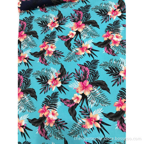Flower And Leaves Desgin Cotton Stretch Printed Fabric